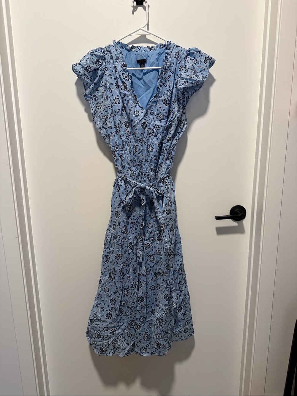 Ann Taylor Blue Floral Midi Shirt Dress